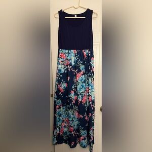 Navy Blue Floral Maxi Dress